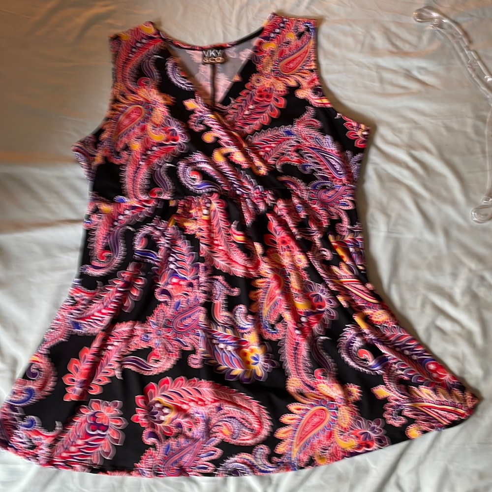 2x paisley faux-wrap tunic tank